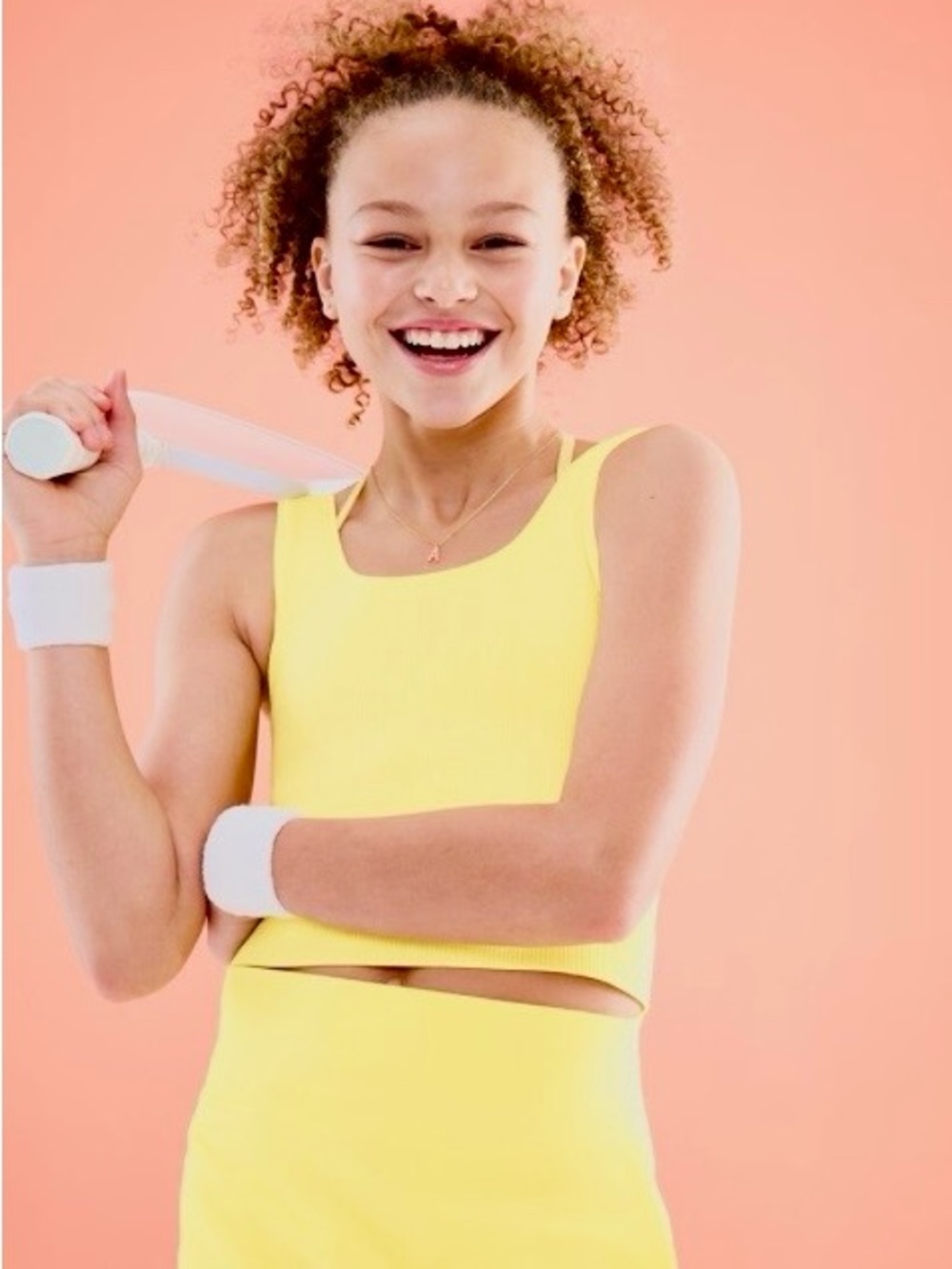 Athleta Girl Rise Above Rib Crop Tank, M/8-10 | Citron yellow